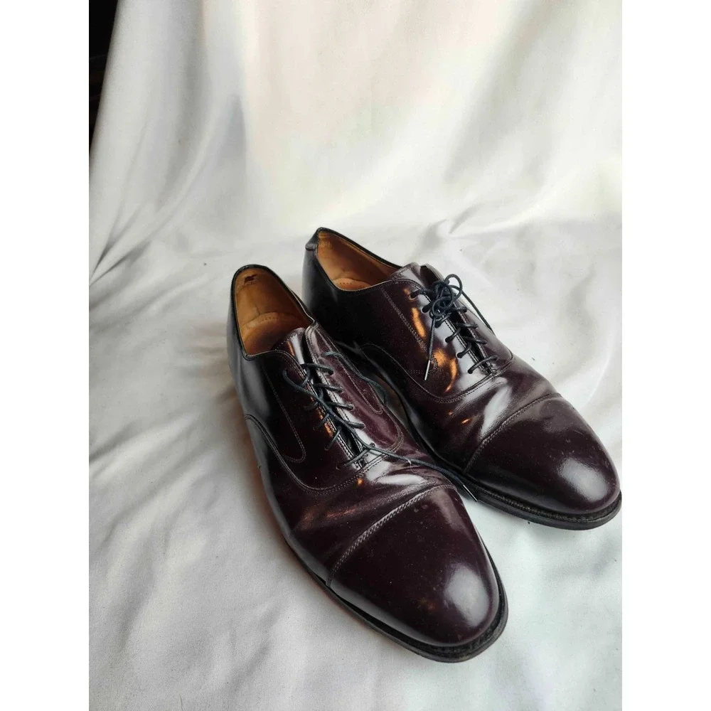 Johnston Murphy Cap Toe Oxfords Dress Shoes Mens 11D Burgundy Leather Business